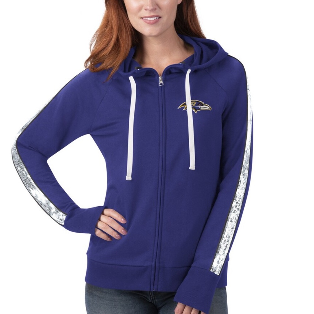 NWT Baltimore Ravens Game Changer Raglan Full Zip Hoodie by Carl Banks - Picture 4 of 8